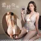 超性感蕾絲免脫開檔連體睡衣-白色-特大